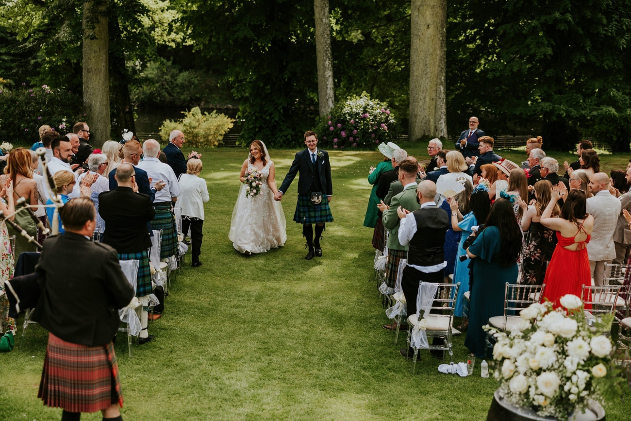 Outdoor wedding ceremony at Dunkeld House