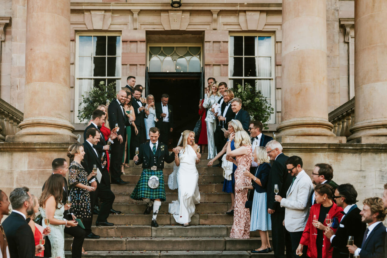 Loch Lomond Golf Club Wedding 63 Confetti throw at Rossdhu House