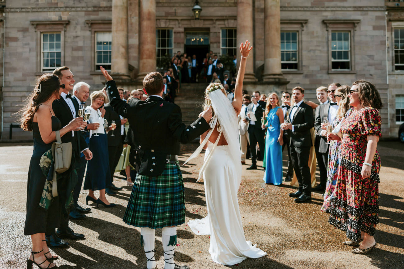 Loch Lomond Golf Club Wedding 65 Confetti throw at Rossdhu House