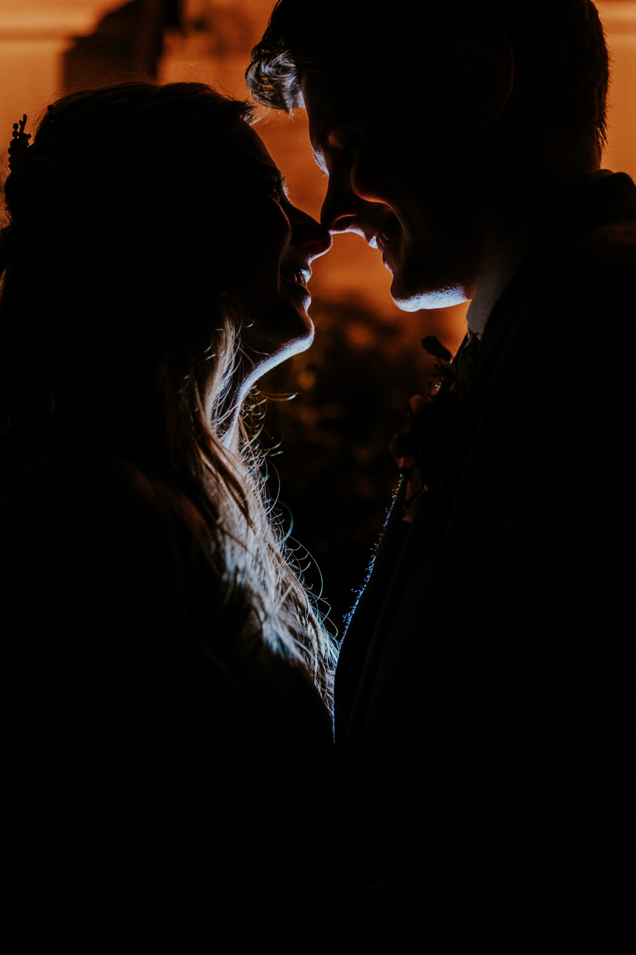 night time bride and groom photos at Dundas Castle