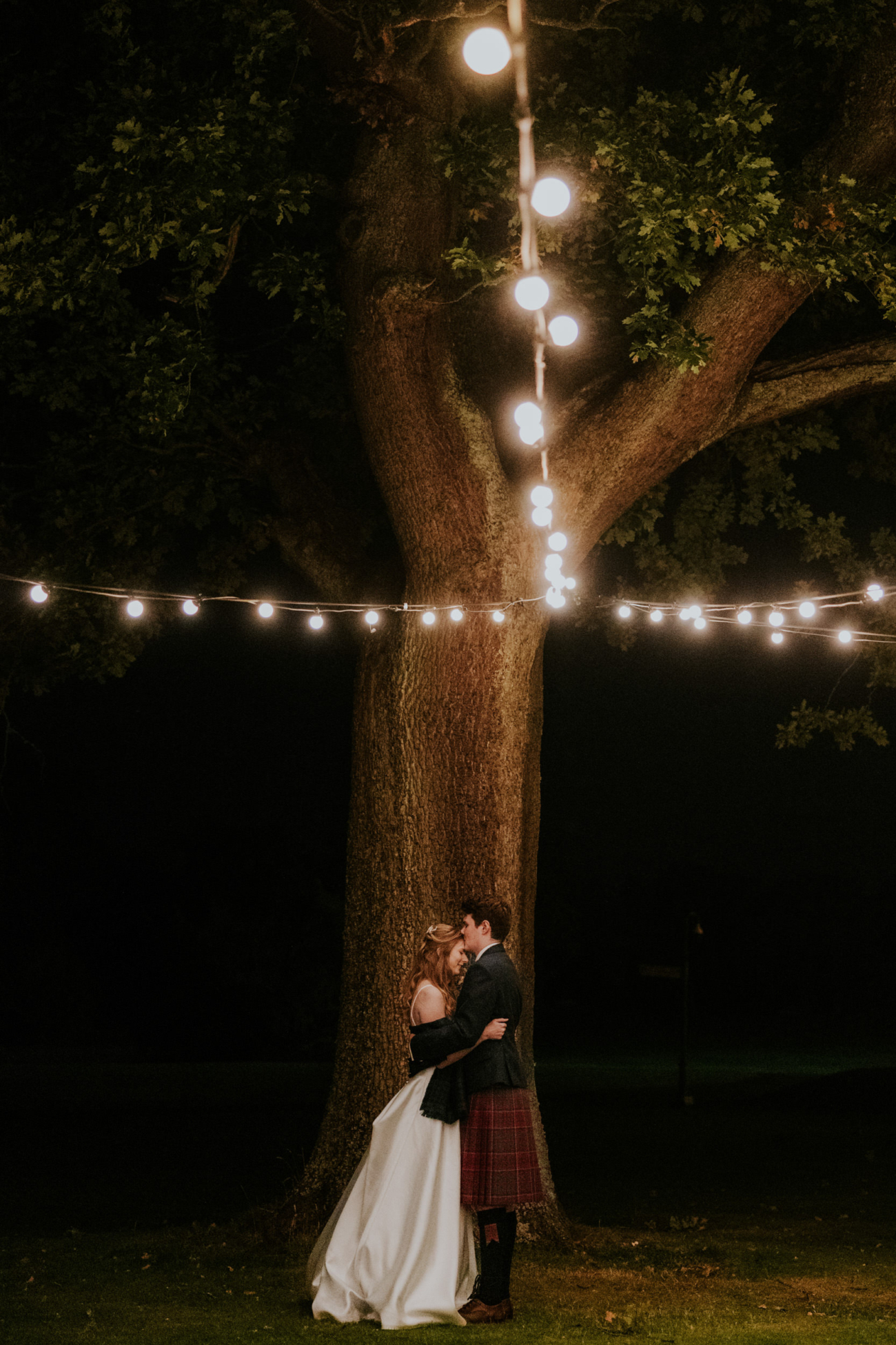 night time bride and groom photos at Dundas Castle