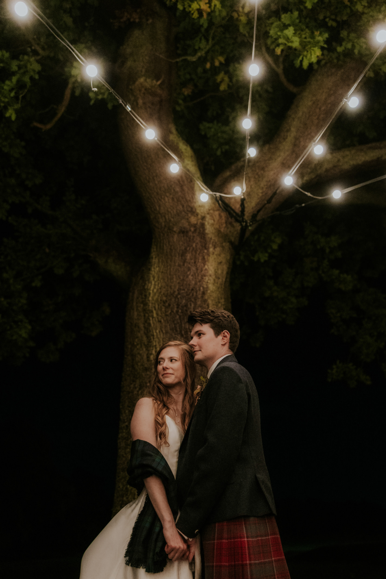 night time bride and groom photos at Dundas Castle