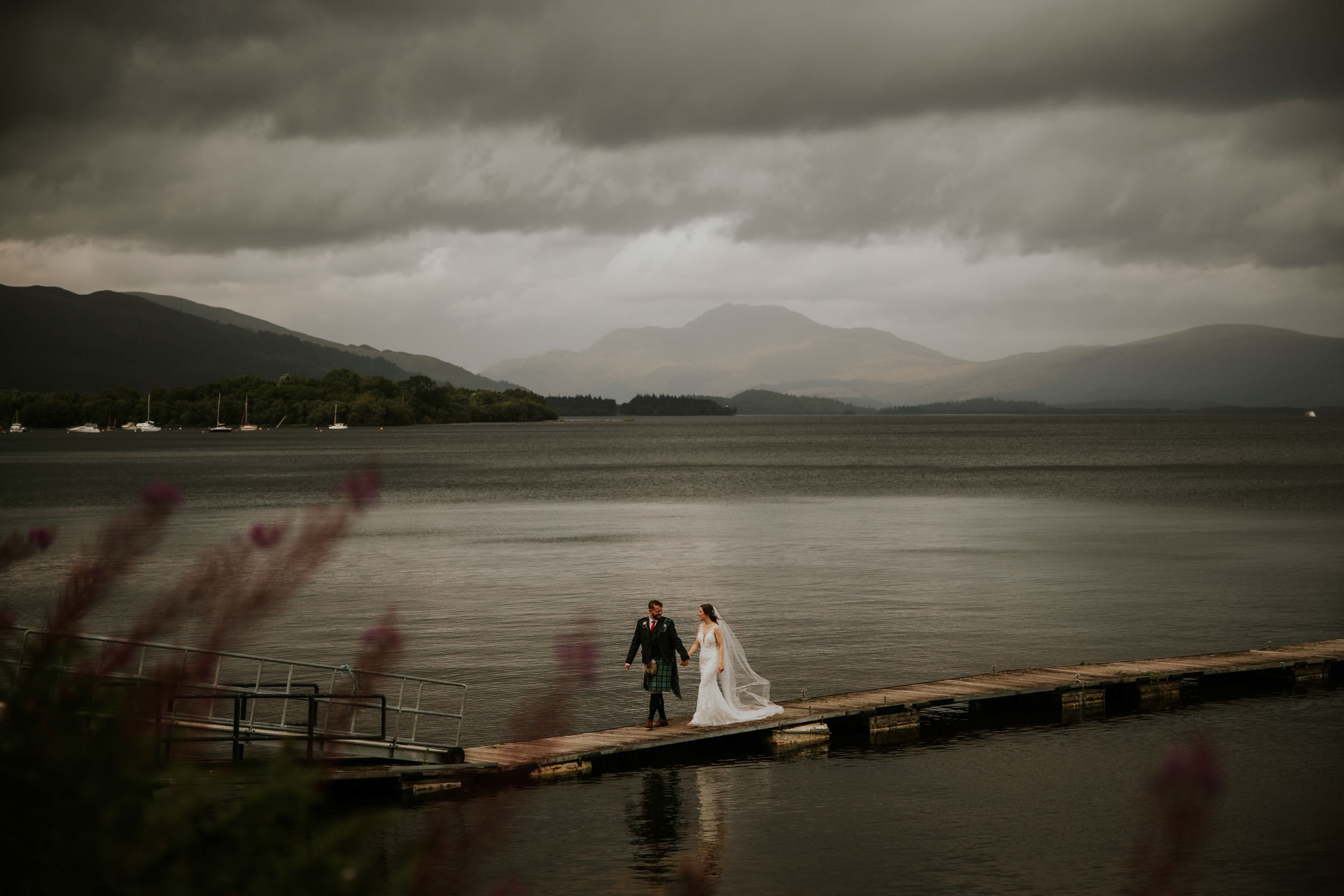 Loch Lomond Wedding Photographer with Ben Lomond in the distance 