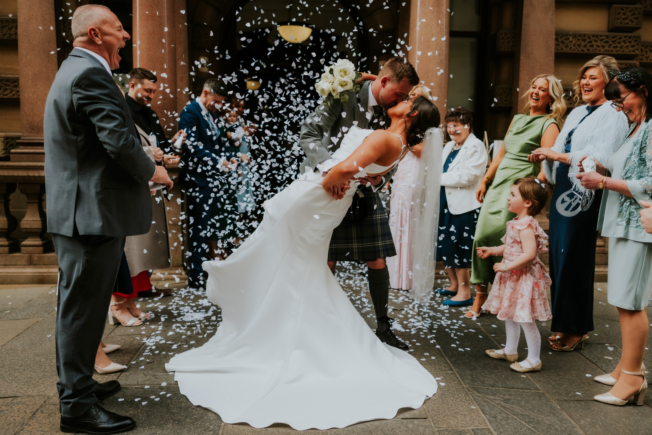 Bride and Groom outside 23 Montrose street wedding ceremony